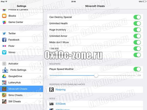 Читы для Minecraft PE 0.9.5 на IOS 8!